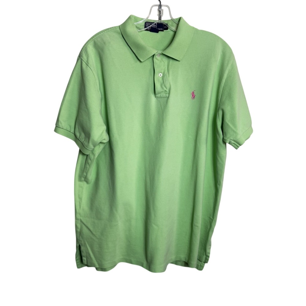 Polo Ralph Lauren Classic Fit Pique Polo Shirt Green Pink Pony Cotton XL